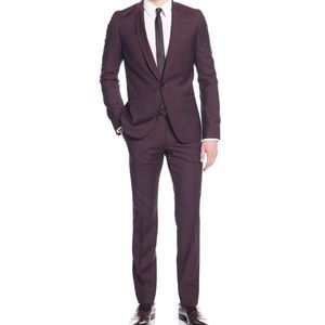 Brand new Hugo Boss burgundy slim suit - untailored! Perfect condition
